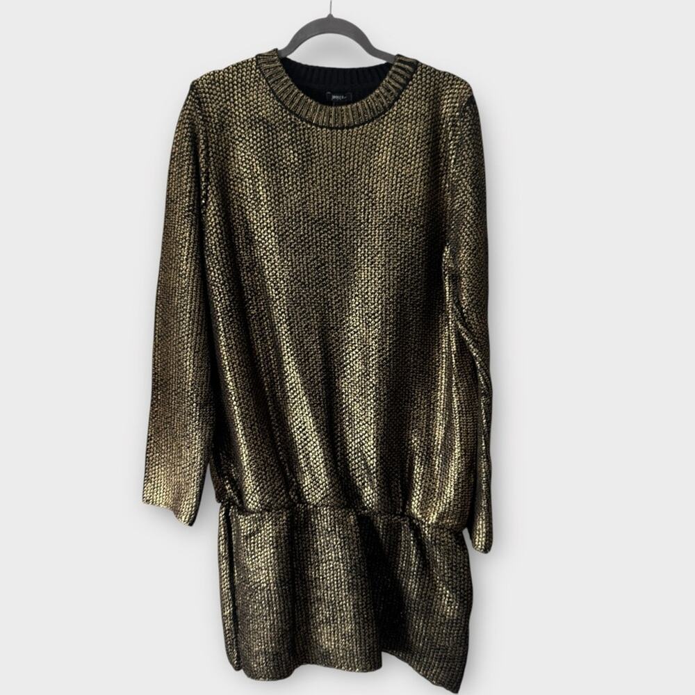 NEW Nasty Gal metallic oversized cinched waist knit sweater dress, size large - Picture 2 of 10